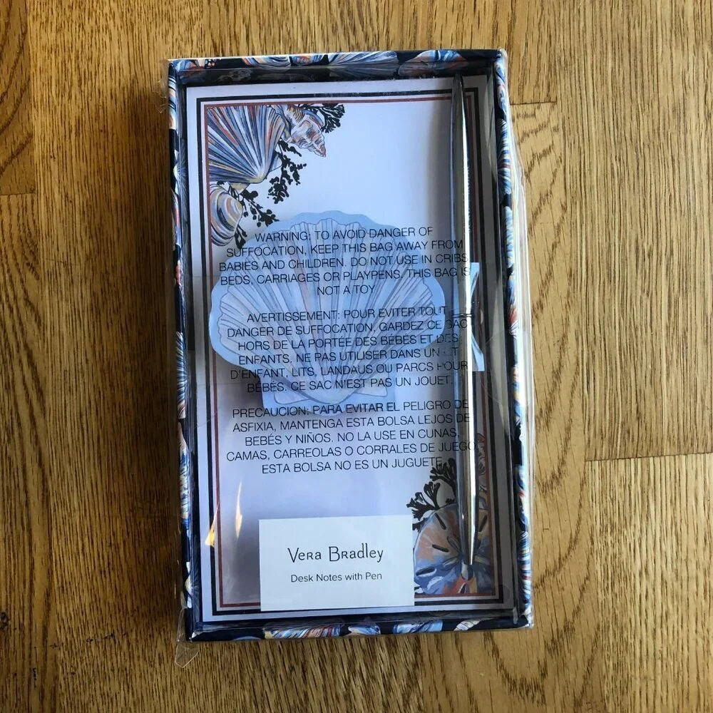 Vera Bradley Desk Notes with Pen Morning Shells NWT